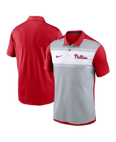 Nike Men's White/Red Philadelphia Phillies Vapor Striped Performance Polo Shirt