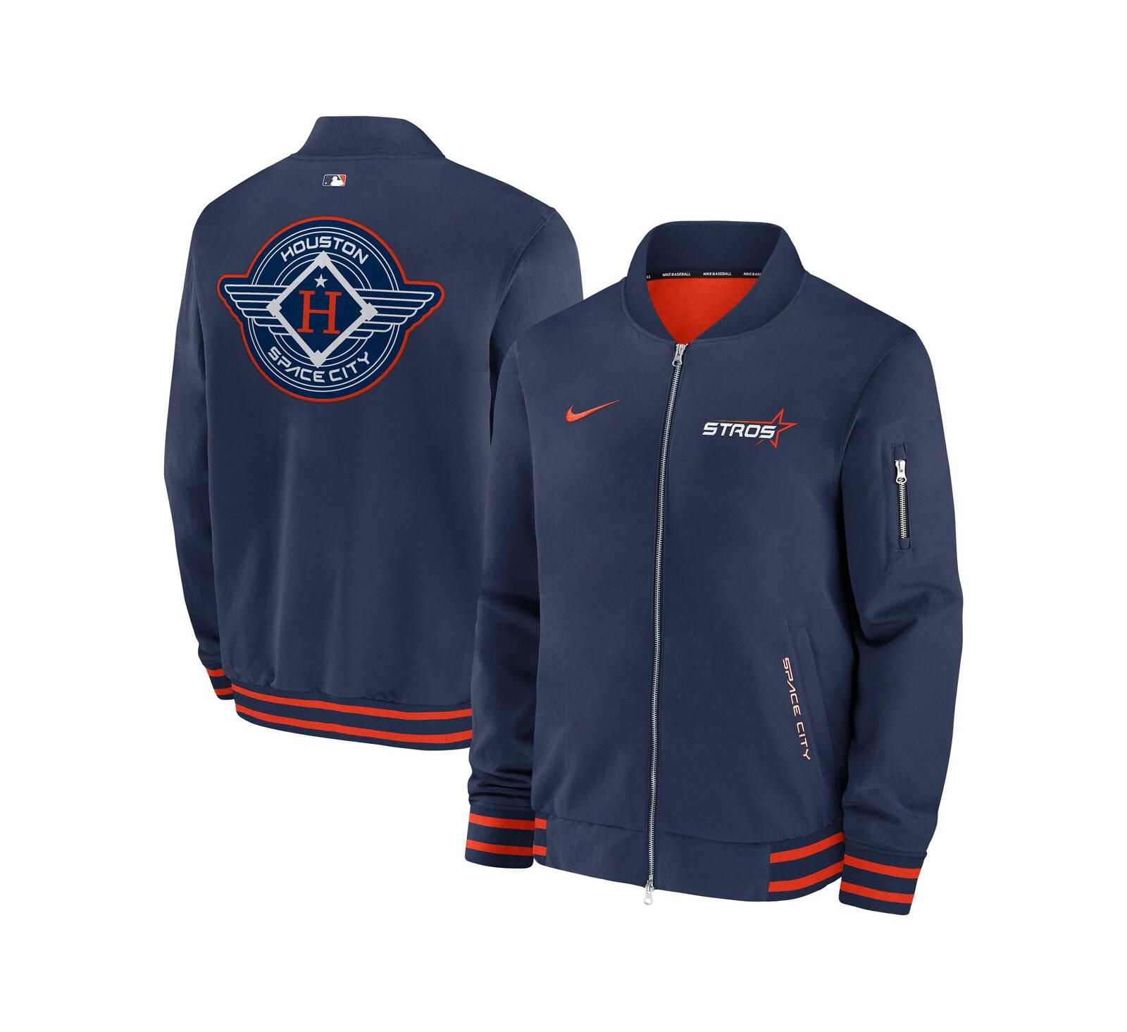 Nike Men's Navy Houston Astros 2025 City Connect Authentic Collection Full-Zip Bomber Jacket