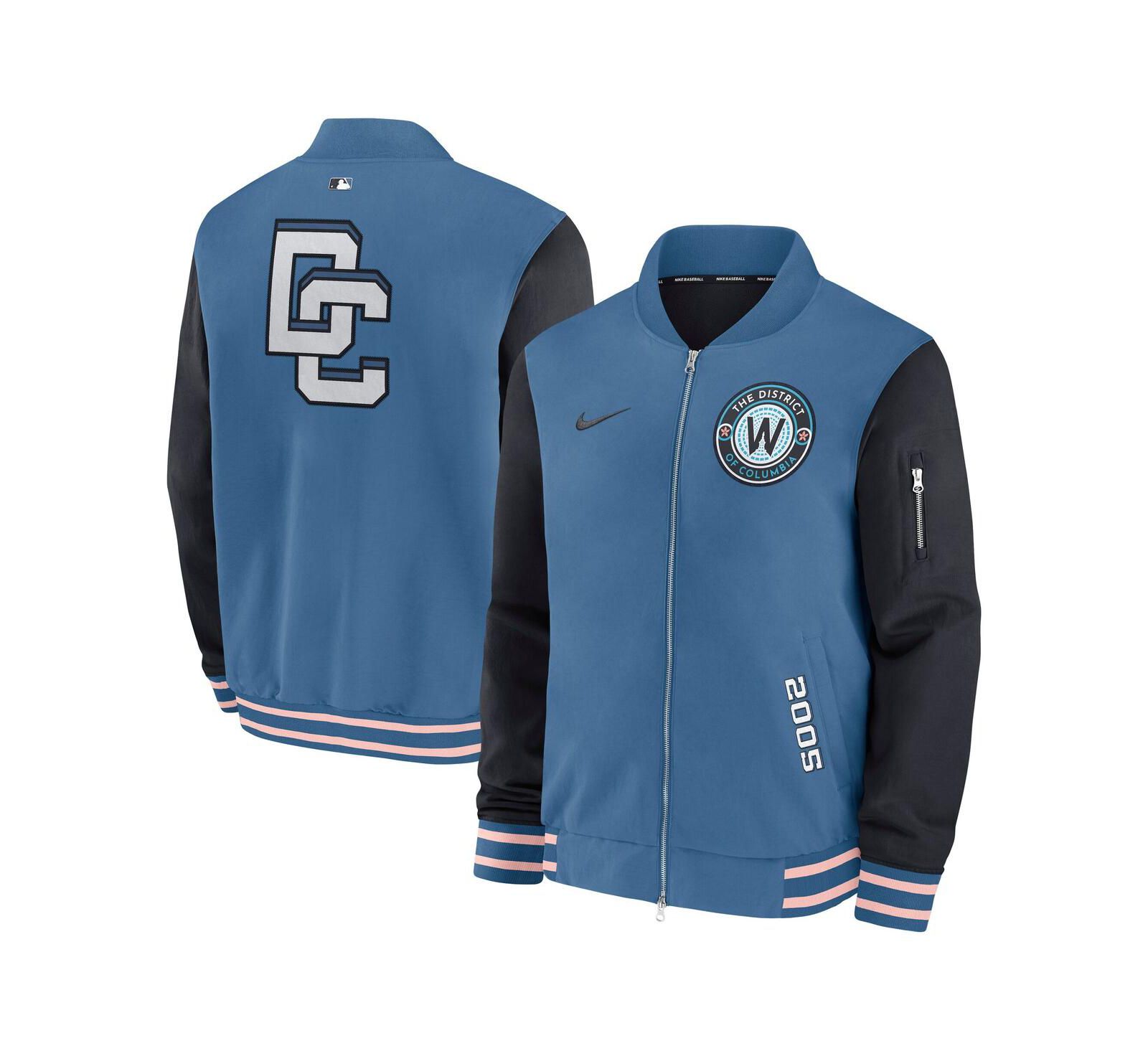 Nike Men's Blue Washington Nationals 2025 City Connect Authentic Collection Full-Zip Dugout Bomber Jacket