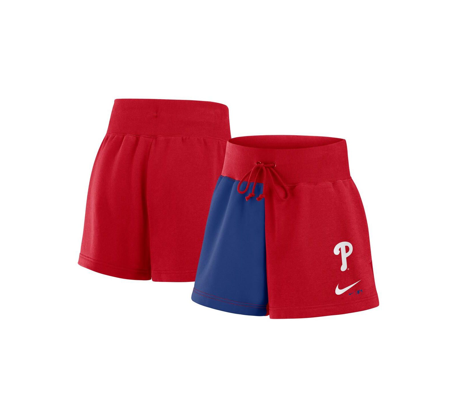 Шорты Nike Women's Red/Royal Philadelphia Phillies Color Block Phoenix Fleece Lounge