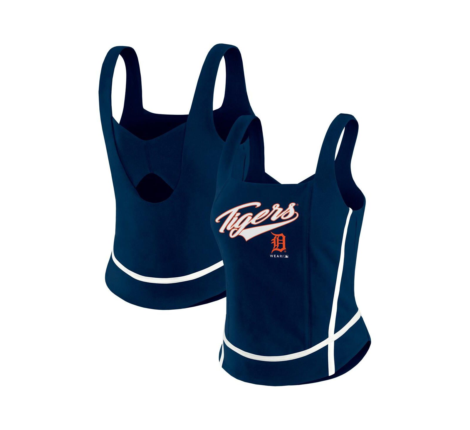 Женский топ Wear By Erin Andrews Women's Navy Detroit Tigers Square Neck Tank Top