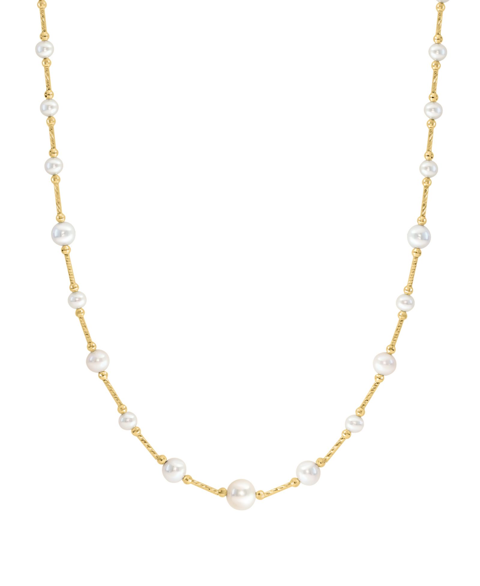 EFFY® Cultured Freshwater Pearl (3-1/2 - 7-1/2mm) 18" Collar Necklace in 14k Gold-Plated Sterling Silver