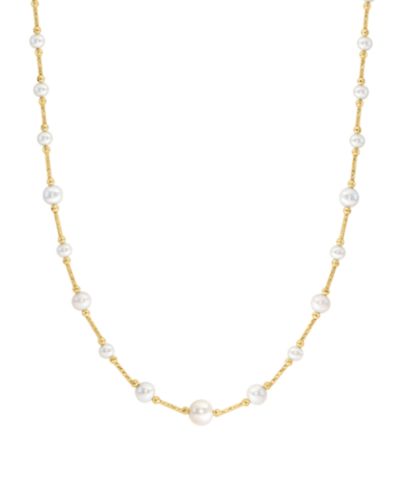 EFFY® Cultured Freshwater Pearl (3-1/2 - 7-1/2mm) 18" Collar Necklace in 14k Gold-Plated Sterling Silver