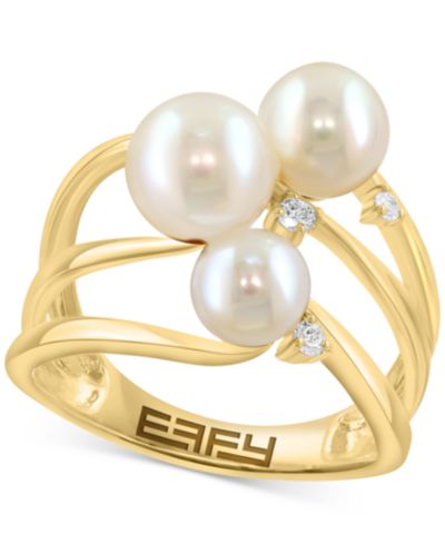 EFFY® Кольцо Statement с жемчугом и бриллиантами 14k