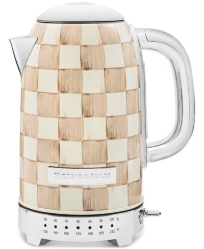 MacKenzie-Childs Mocha Check Electric Kettle