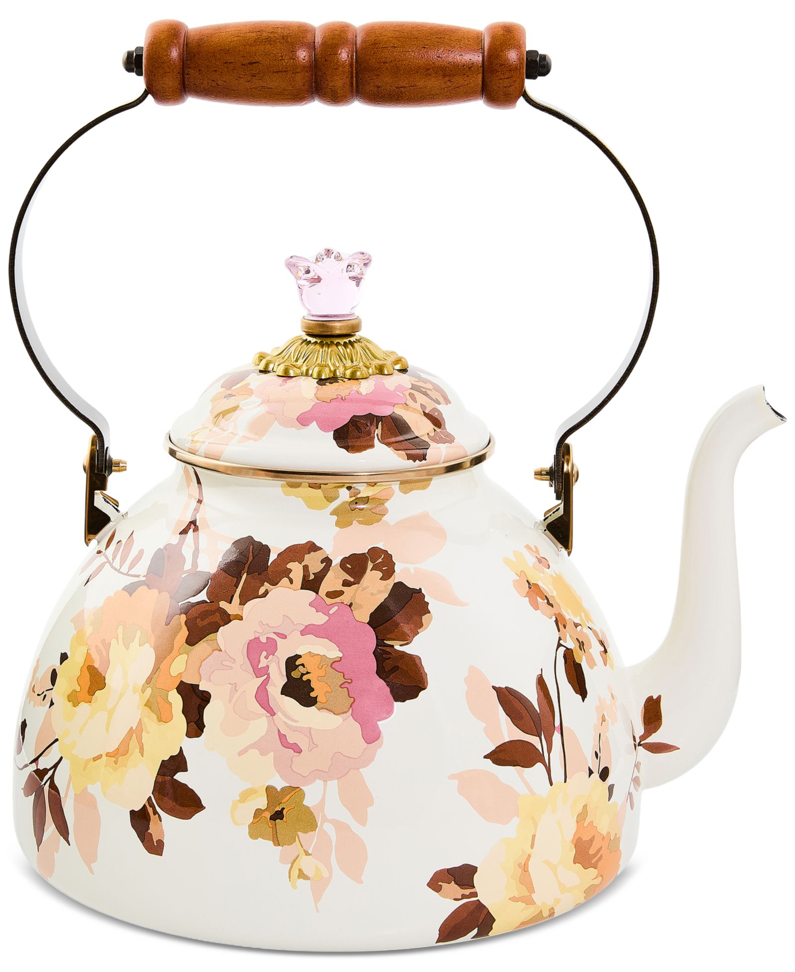 Чайник MacKenzie-Childs Wild Rose White, 3-Qt.