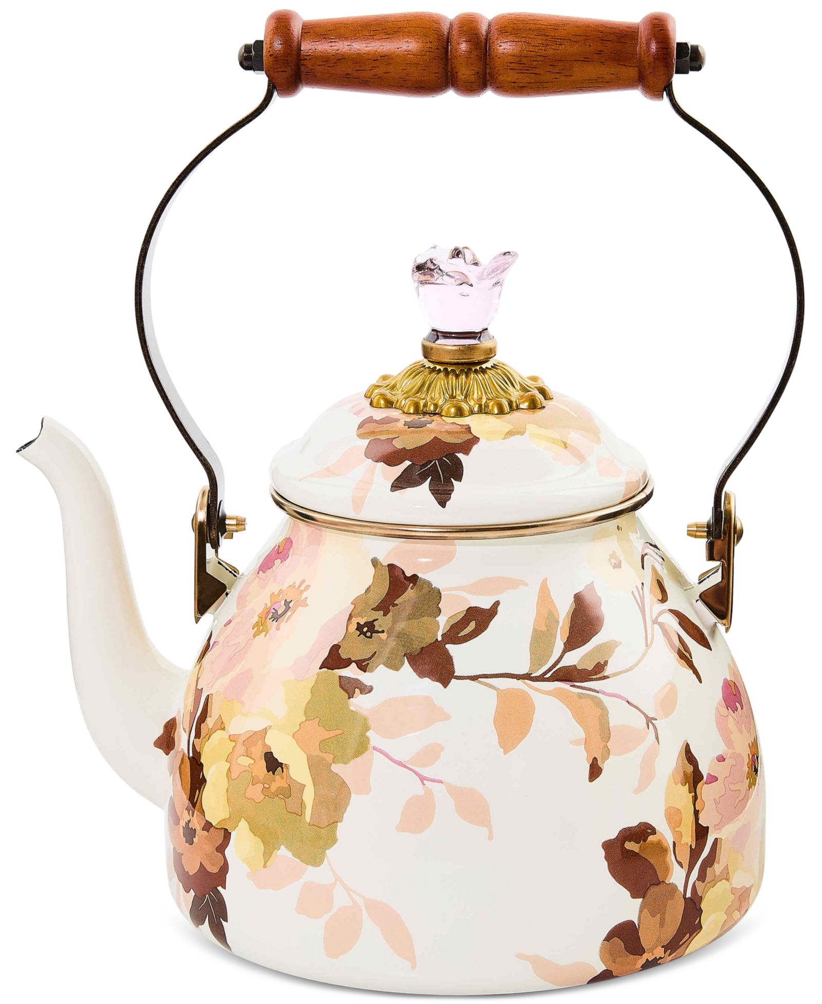 Чайник MacKenzie-Childs Wild Rose White Enameled 2-Qt.