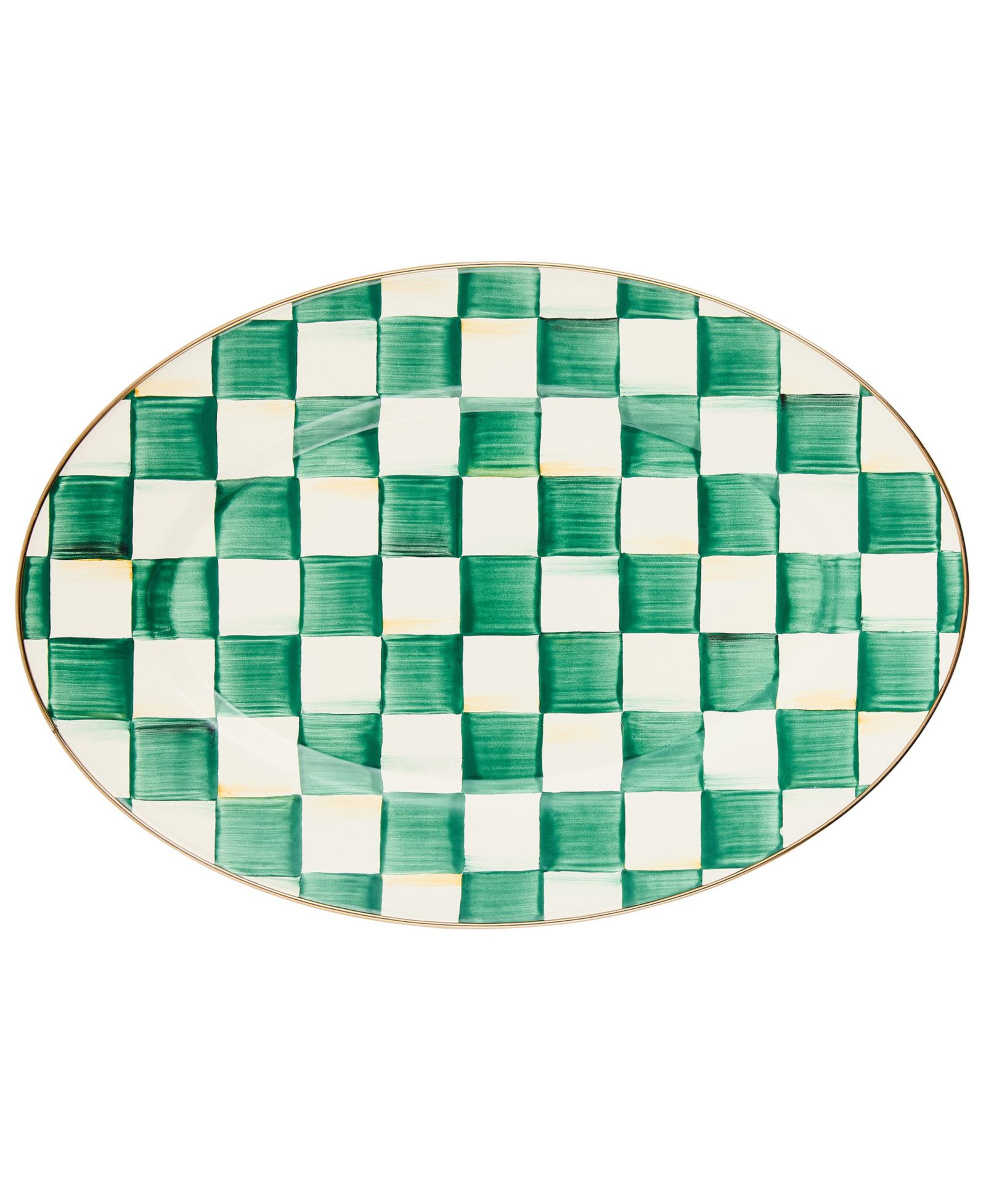Mackenzie-Childs овальное блюдо Emerald Check Small