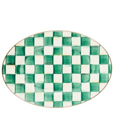 Mackenzie-Childs Emerald Check Small Oval Platter