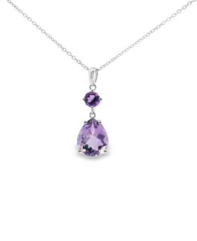 Macy's Pink Amethyst (4.50 ct. t.w.) and Amethyst (0.50 ct. t.w.) Pendant Necklace in Sterling Silver (also in Sky Blue Topaz)