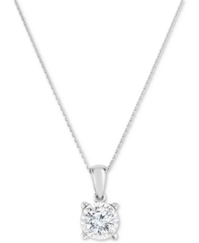 TruMiracle® Diamond Solitaire 18" Pendant Necklace (3/4 ct. t.w.) in 14k White Gold