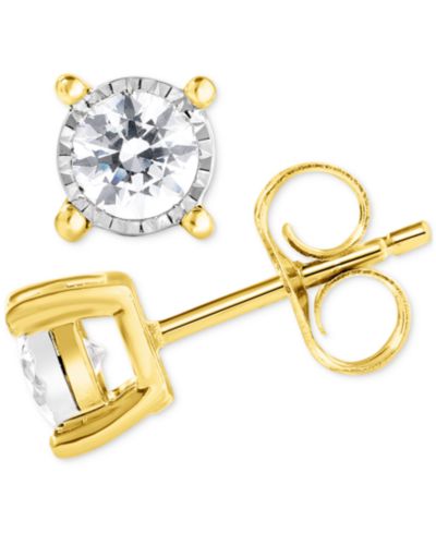 TruMiracle® Diamond Solitaire Stud Earrings (1/3 ct. t.w.) в 14k Two Toned Gold