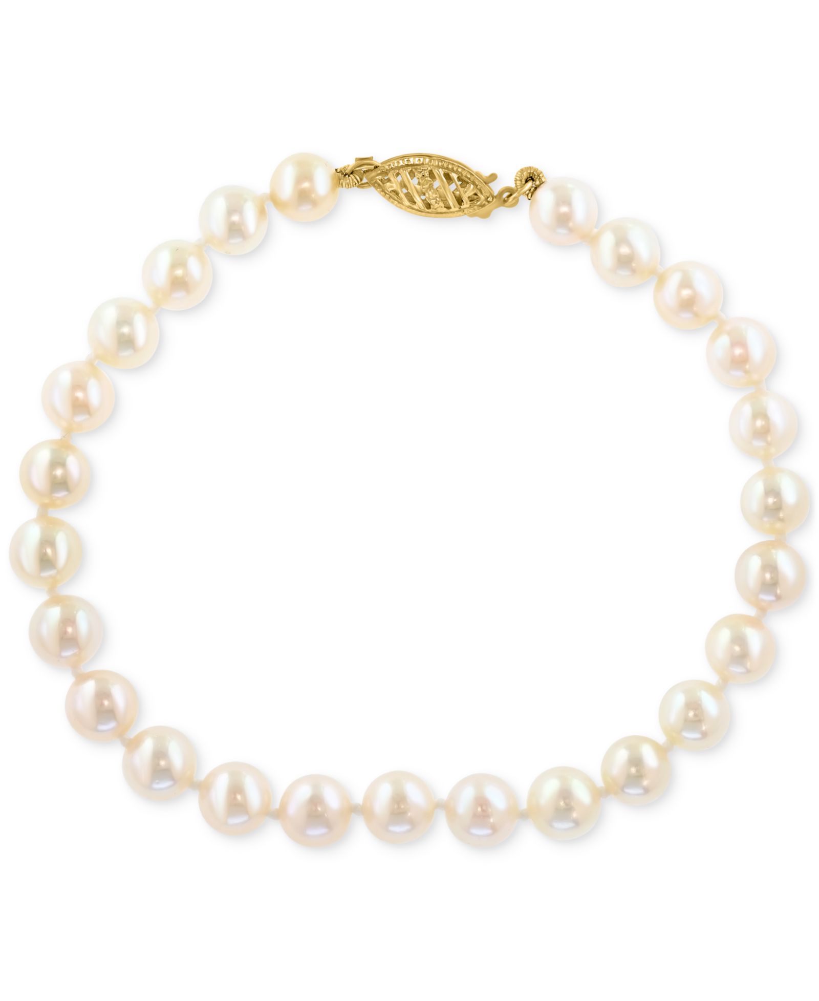 Браслет EFFY® с культивированным жемчугом Akoya (6mm) и филигранной застежкой