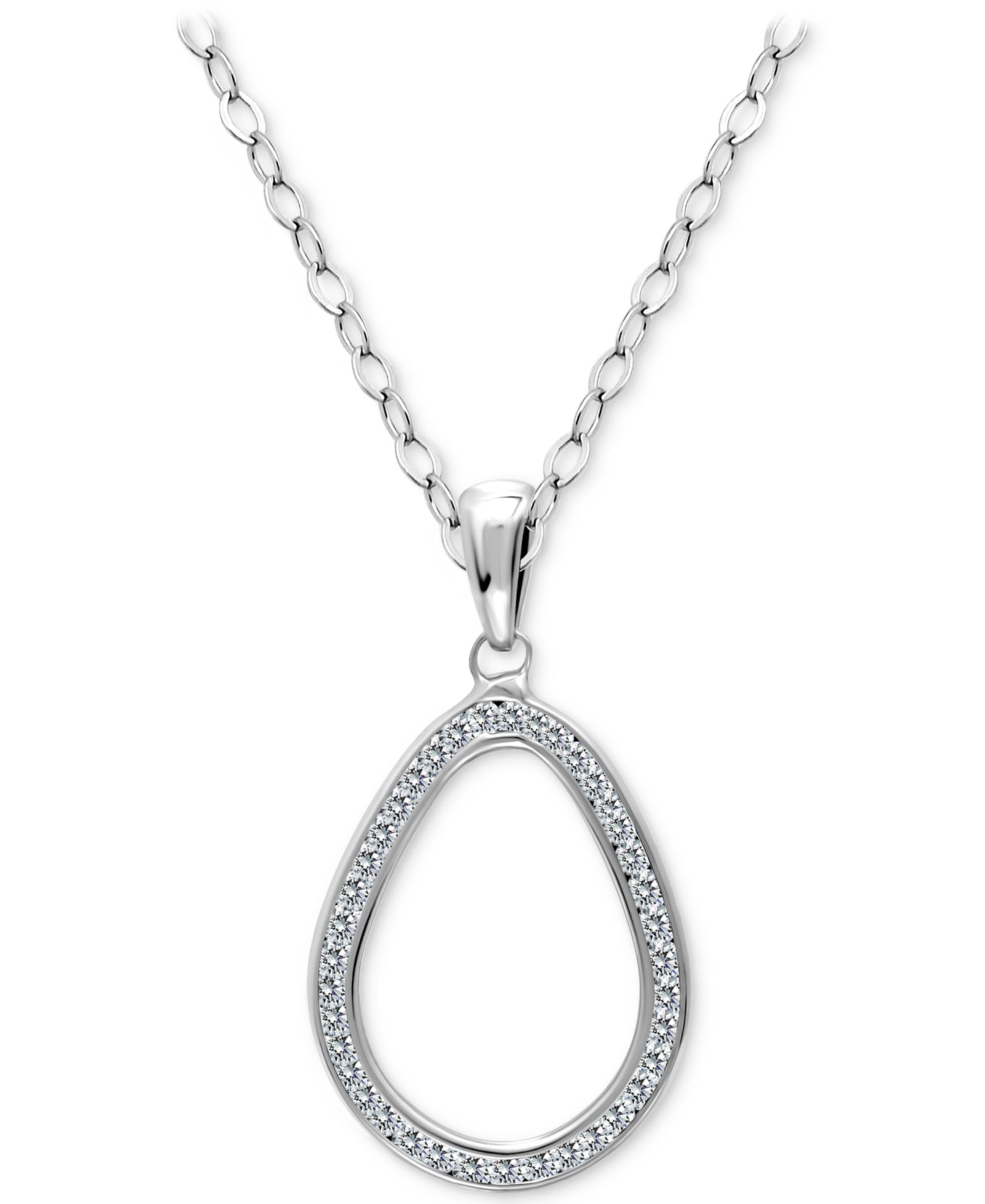 Giani Bernini Cubic Zirconia Open Teardrop Pendant Necklace, 16" + 2" extender, Macy's Exclusive