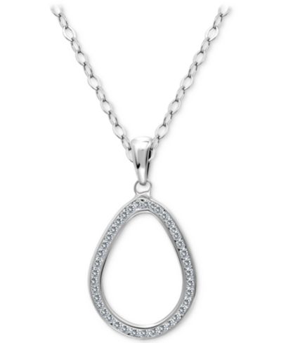 Giani Bernini Cubic Zirconia Open Teardrop Pendant Necklace, 16" + 2" extender, Macy's Exclusive