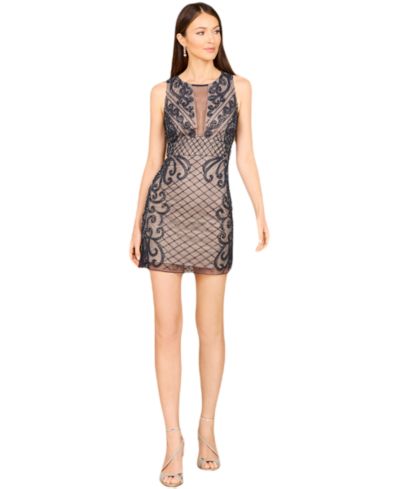 Женское вечернее платье LARA Illusion Neck Beaded Short для Нового года