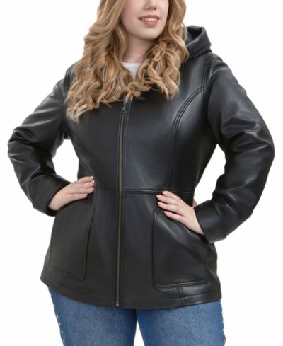 BGSD Кожаная куртка Cara с капюшоном Plus Size