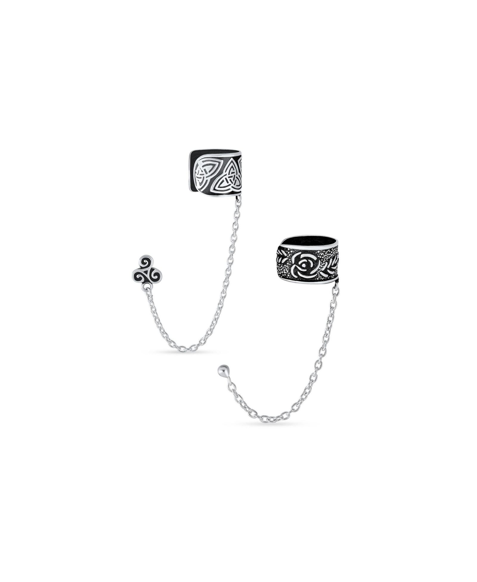 Bling Jewelry серьги cuff Celtic Trinity Triskele Flower Leaf в серебре