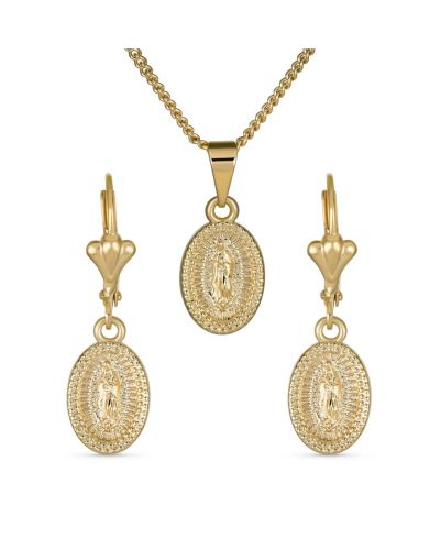 Bling Jewelry Our Lady Of Guadalupe Virgin Mary Pendant Set Necklace Yellow Gold Plated