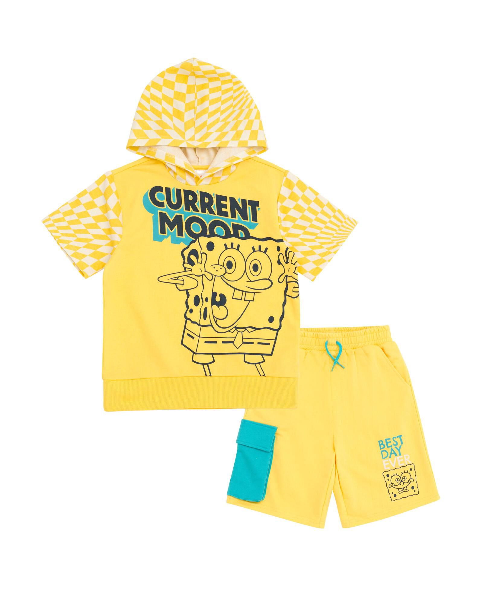 SpongeBob SquarePants Toddler Boys French Terry Pullover Hoodie and Shorts Outfit Set