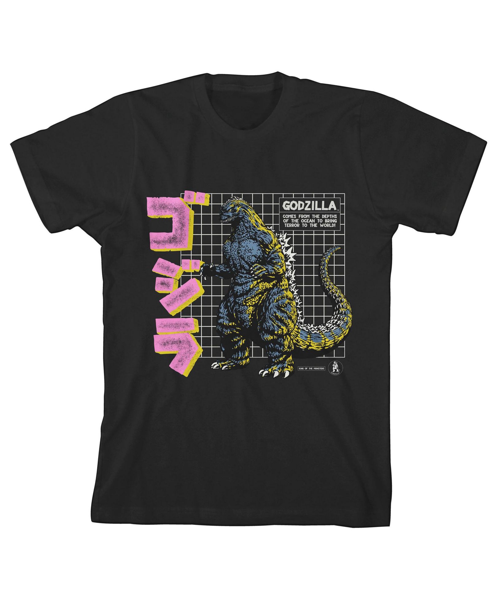 Детская футболка Godzilla Boys Grid and Kanji Crew Neck Short Sleeve Black Medium