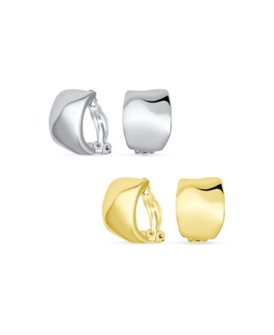 Bling Jewelry серьги-клипсы с гравированным куполом, серебряного цвета с золотым напылением (2 набора)