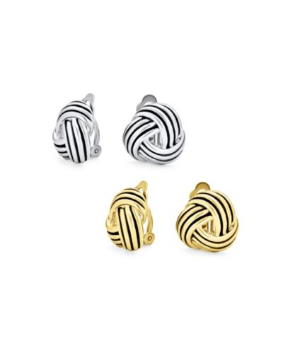 Серьги-клипсы Bling Jewelry Rope Cable Love Knot из черненого золота (набор из 2 шт)