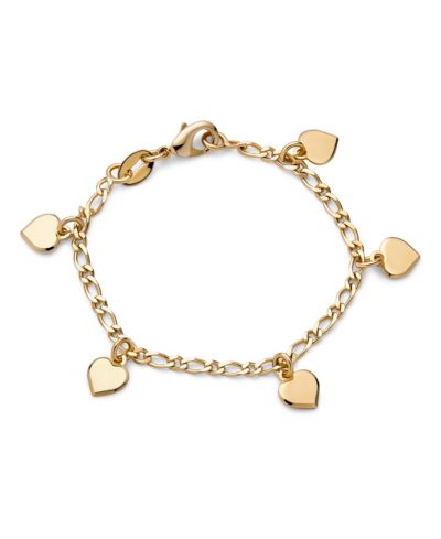 Bling Jewelry изящный браслет с подвесками-сердечками, 18K Gold Plated, для тонкого запястья, 5 дюймов