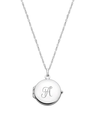 Tiny Blessings Sterling Silver Round Locket and Engraved Initial Necklace