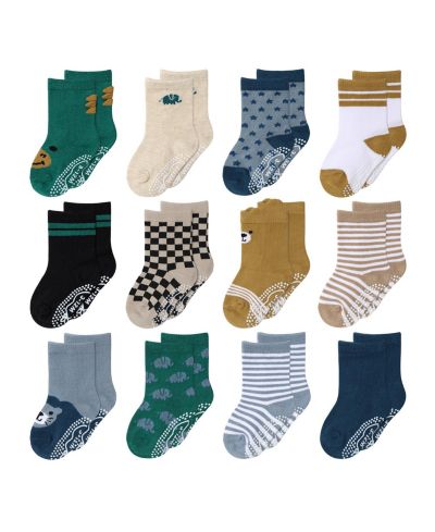 The Peanutshell Baby Boys 12pk Cotton Socks, Bold
