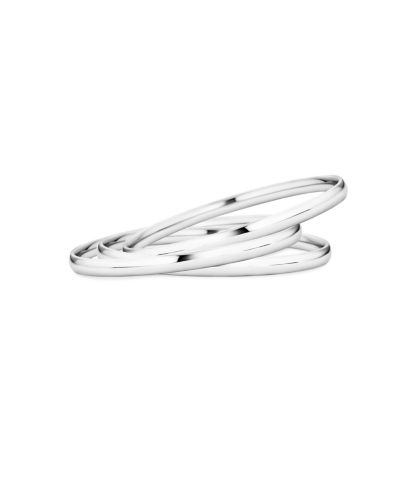 Bling Jewelry Simple 5MM Dome Polished Bangle Bracelet Silver Stainless Steel 8" Set of 3