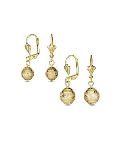 Элегантные серьги Bling Jewelry с бриллиантовой огранкой, шары 6,10MM, золотое напыление, замок Leverback (2 набора)