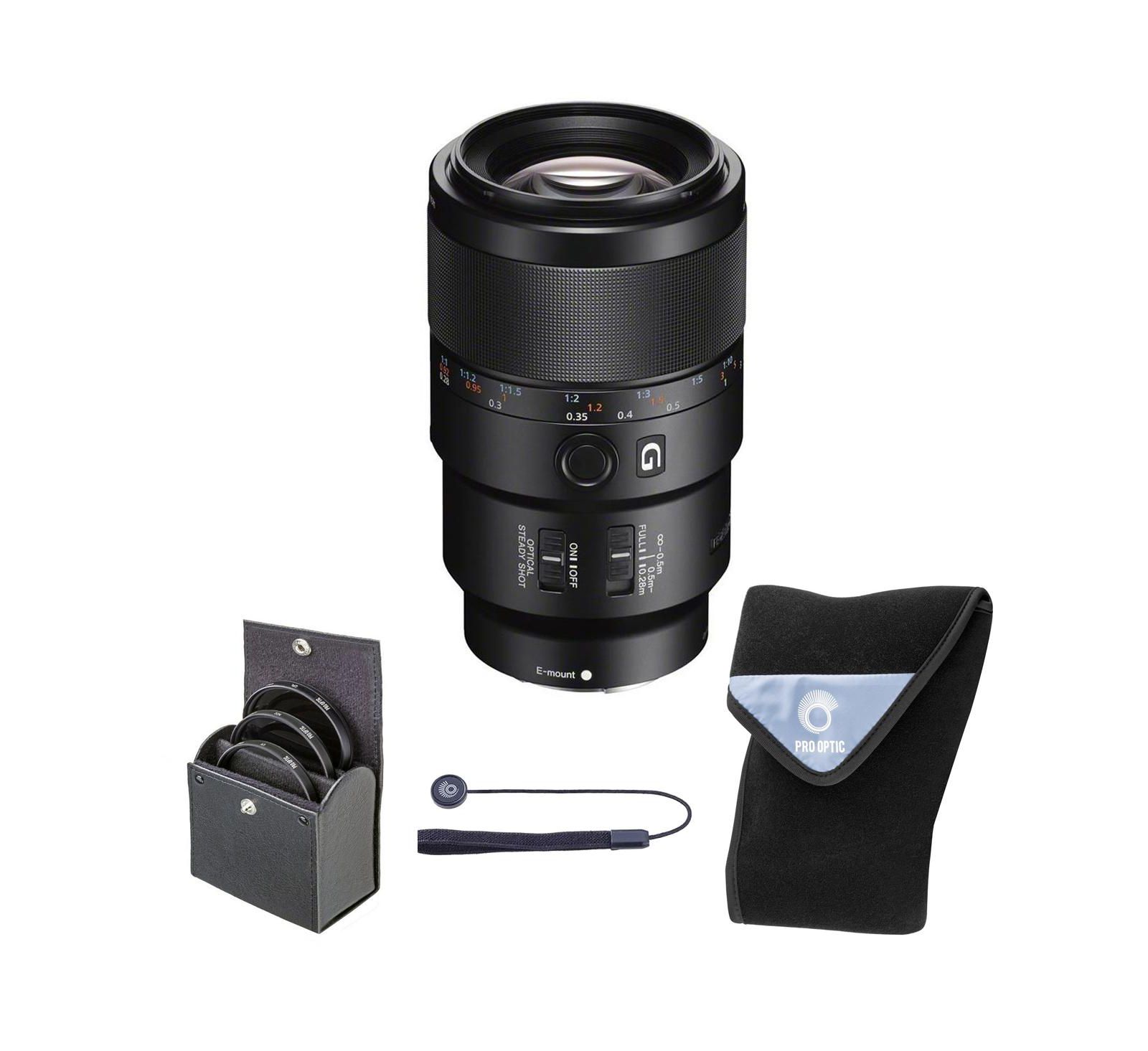 Sony FE 90mm f/2.8 Macro G OSS Lens, Bundle with 62mm Digital Essentials Filter Kit and 15x15" Lens Wrap