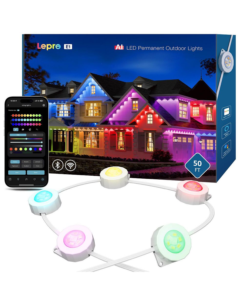 Уличная гирлянда Lepro RGBIC AI Smart APP Control, 50 Foot 30 Light
