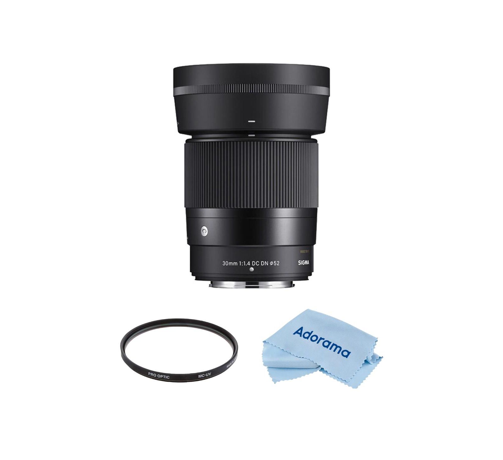Sigma 30mm f/1.4 DC DN Contemporary Dust and Splash-Resistant Lens, Filter and Cloth, 3-Piece Bundle for Nikon Z