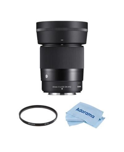 Sigma 30mm f/1.4 DC DN Contemporary Dust and Splash-Resistant Lens, Filter and Cloth, 3-Piece Bundle for Nikon Z