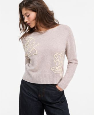Женский кашемировый свитер Charter Club Boatneck Embroidered Floral