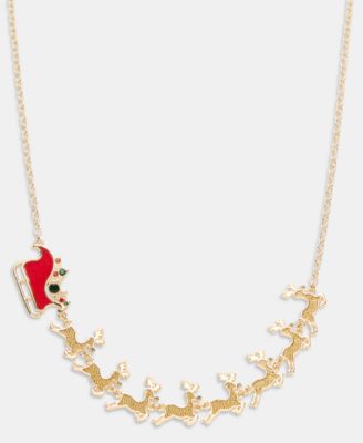 Колье Holiday Lane Gold-Tone Crystal Sleigh & Reindeer Frontal