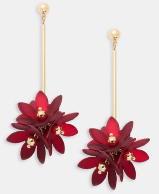 Серьги Holiday Lane Gold-Tone Red Poinsettia Drop