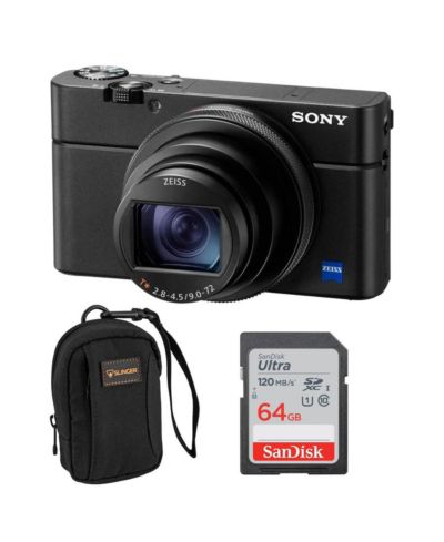 Компактная камера Sony RX100 VII с сенсором 1.0-type stacked CMOS (DSCRX100M7), комплект с картой памяти 64GB и сумкой