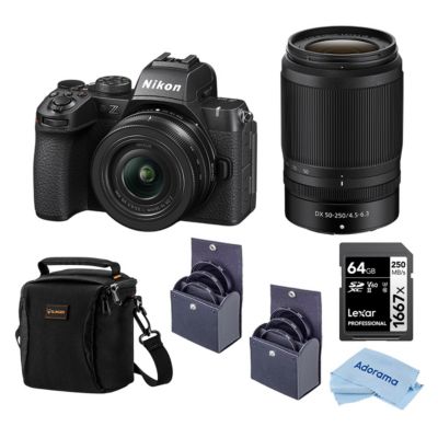 Зеркальная камера Nikon Z50II с объективами NIKKOR Z DX 16-50mm f/3.5-6.3 VR и Z DX 50-250mm f/4.5-6.3 VR, комплект с картой памяти 64GB, 46mm и 62mm