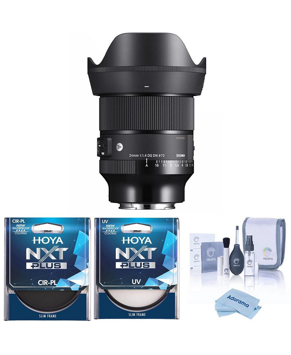 Объектив Sigma 24mm f/1.4 DG DN Art для Sony E, комплект с фильтрами Hoya 77mm UV и CPL