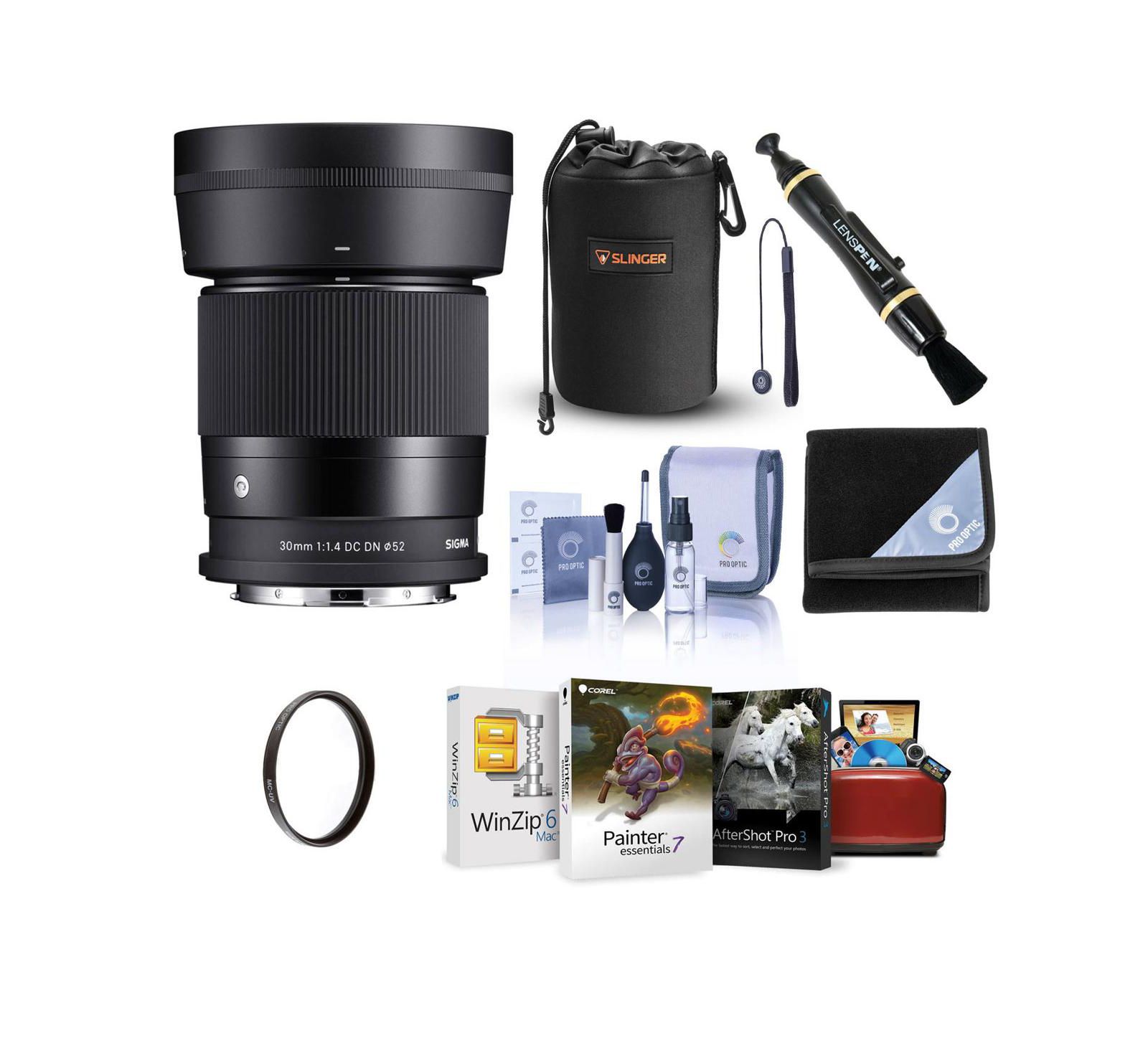 Sigma объектив f/1.4 DC DN Contemporary для L Mount, комплект с UV-фильтром 52mm, чехлом, набором для чистки и ПО Mac