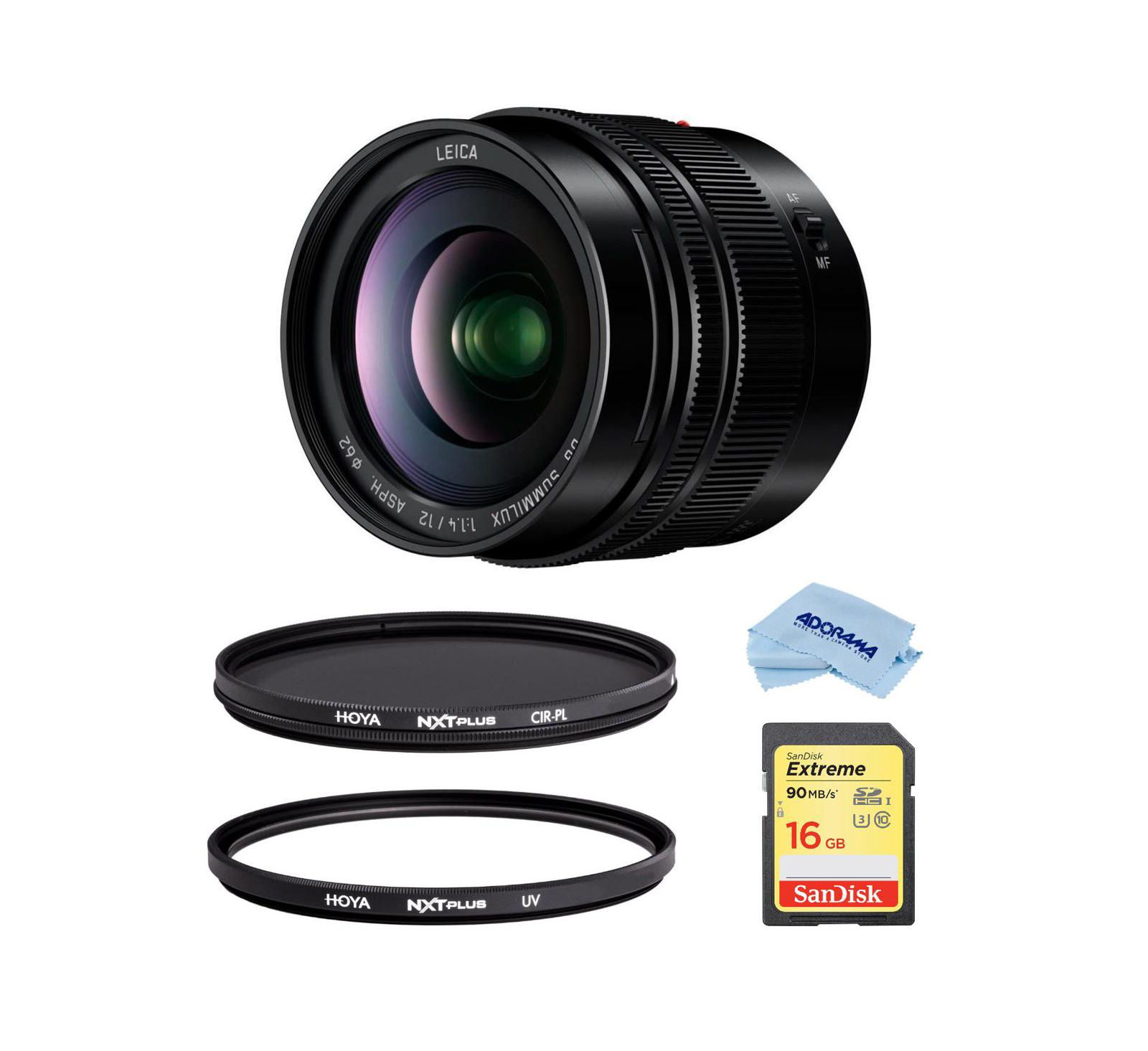 Panasonic LUMIX G объектив Leica DG Summilux, 12 мм, F1.4 ASPH, широкоугольный, для беззеркальных камер Micro Four Thirds, H-X012 (США) в комплекте с фильтром Hoya NXT Plus с многослойным покрытием