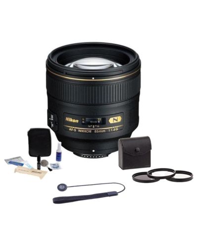 Объектив Nikon 85mm f/1.4G IF AF-S NIKKOR, комплект с фильтром ProOptic 77mm, колпачком и набором для чистки