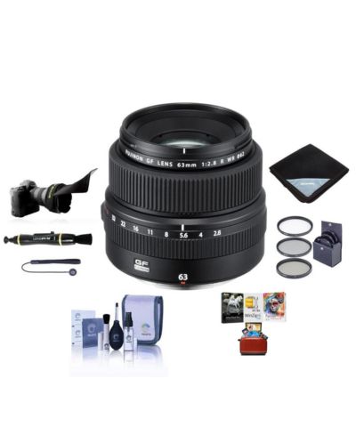 Объектив Fujifilm GF 63mm f/2.8 R WR, комплект с фильтрами ProOptic 62mm, набором для чистки, шнурком для крышки, гибким блендой, чехлом и очистителем LensPen