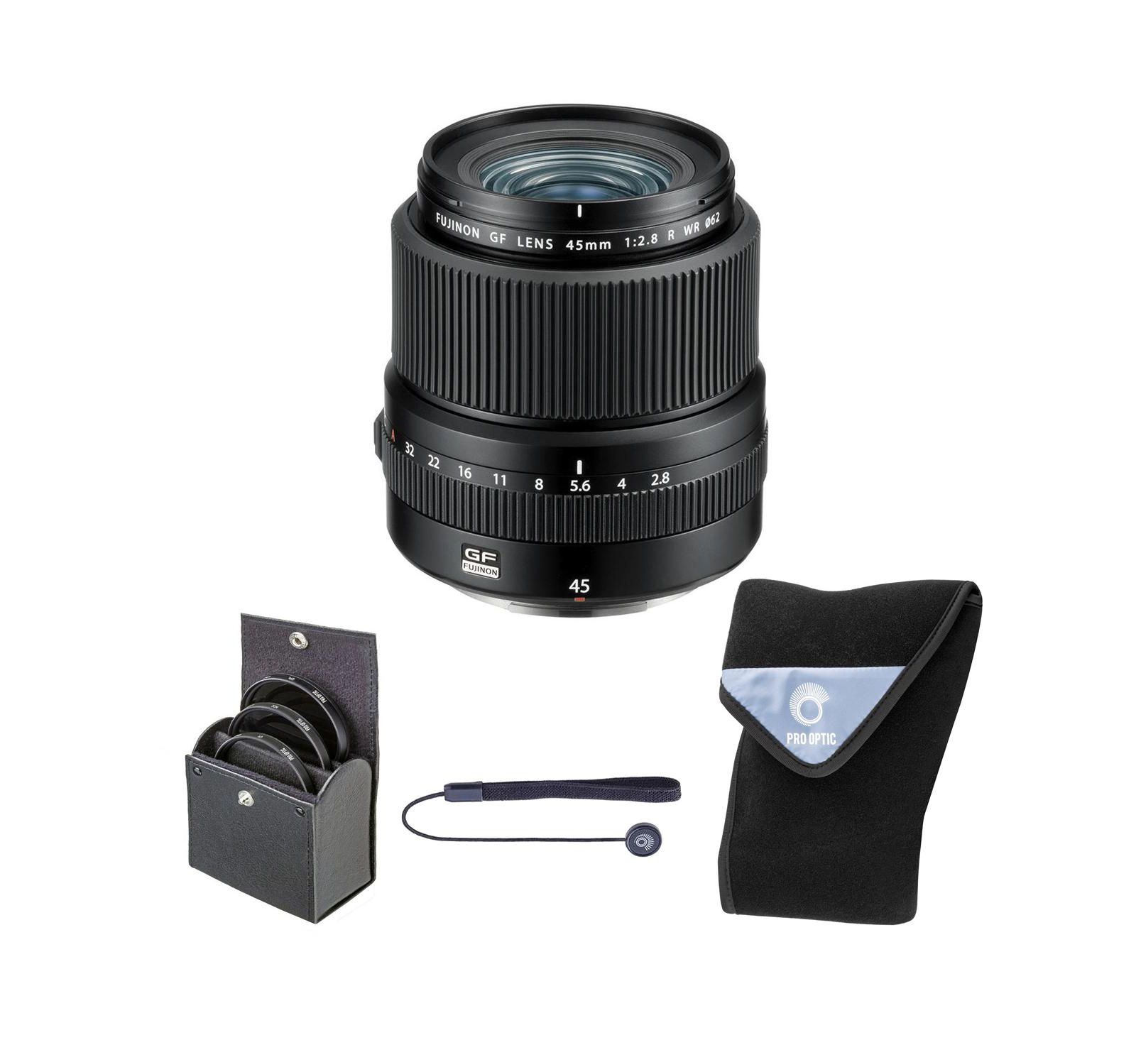 Fujifilm GF 45mm f/2.8 R WR Lens, w/62mm Filter Kit  15x15" Lens Wrap