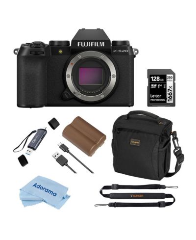 Зеркальная камера Fujifilm X-S20, черная, комплект с картой памяти 128GB, Li-Ion аккумулятором, OTG картридером и сумкой через плечо
