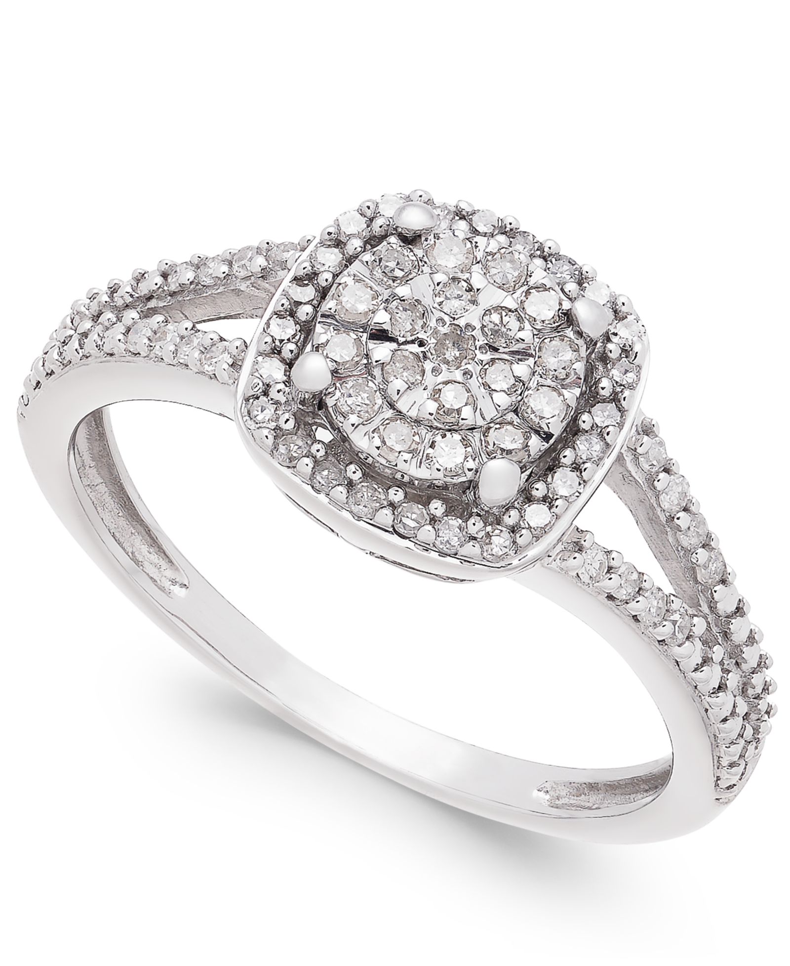 Помолвочное кольцо Promised Love Cushion-Cut Diamond в стерлинговом серебре, 1/4 ct. t.w.