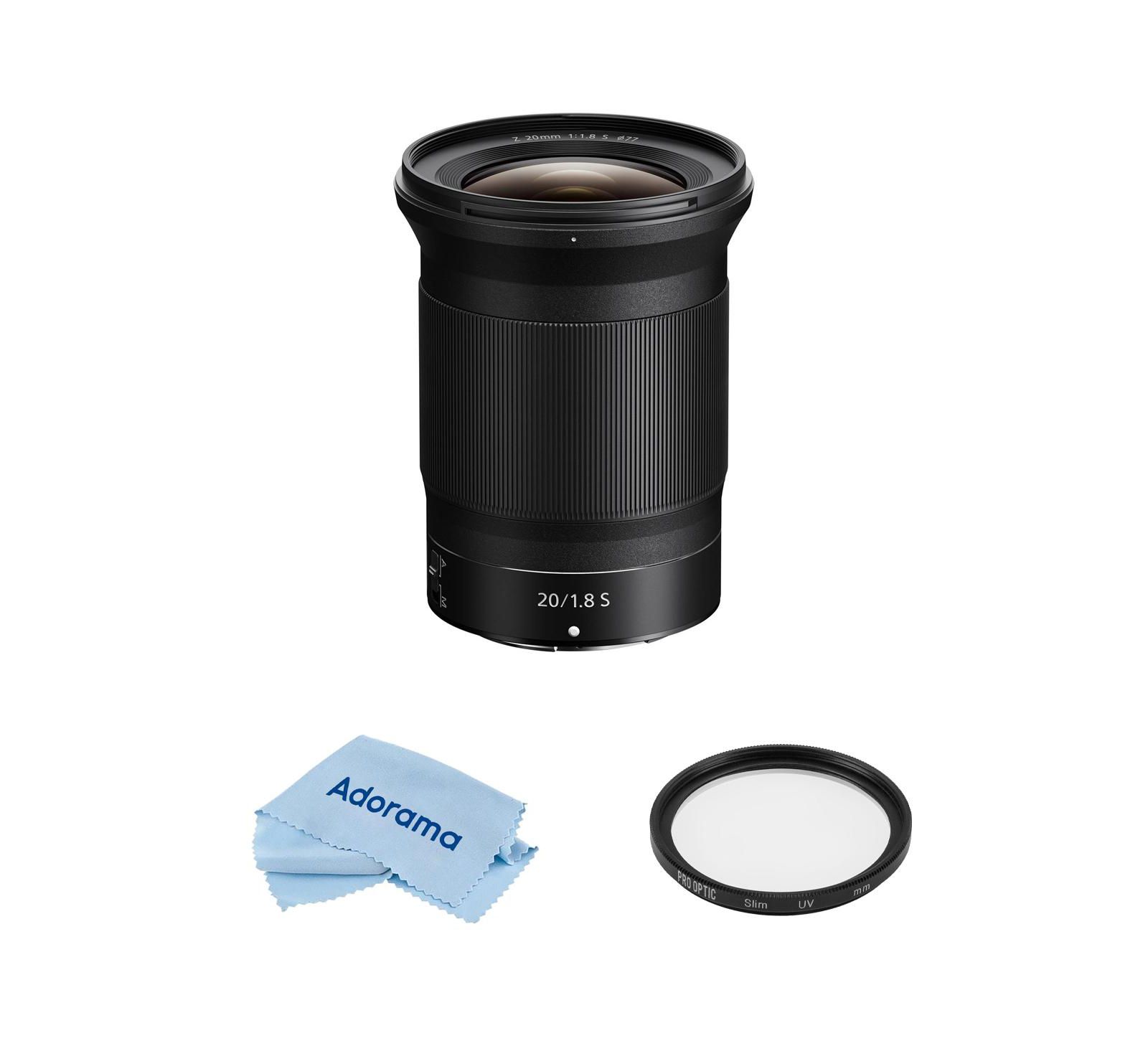 Комплект Nikon NIKKOR Z 20mm f/1.8 S Lens, Bundle with ProOptic Pro Digital 77mm Multi Coated UV Slim Filter, Cleaning Cloth